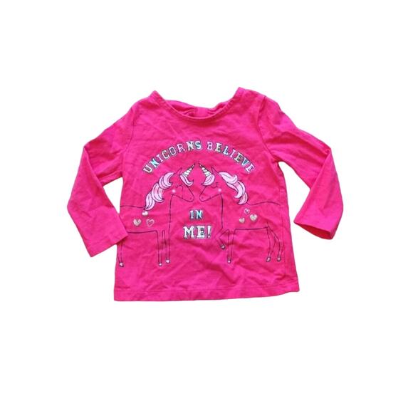 Carter's Pink "Unicorns Believe in Me!" Sparkle Long-Sleeve T-shirt 18M - Picture 1 of 4